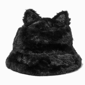 Black Cat Sherpa Bucket Hat,