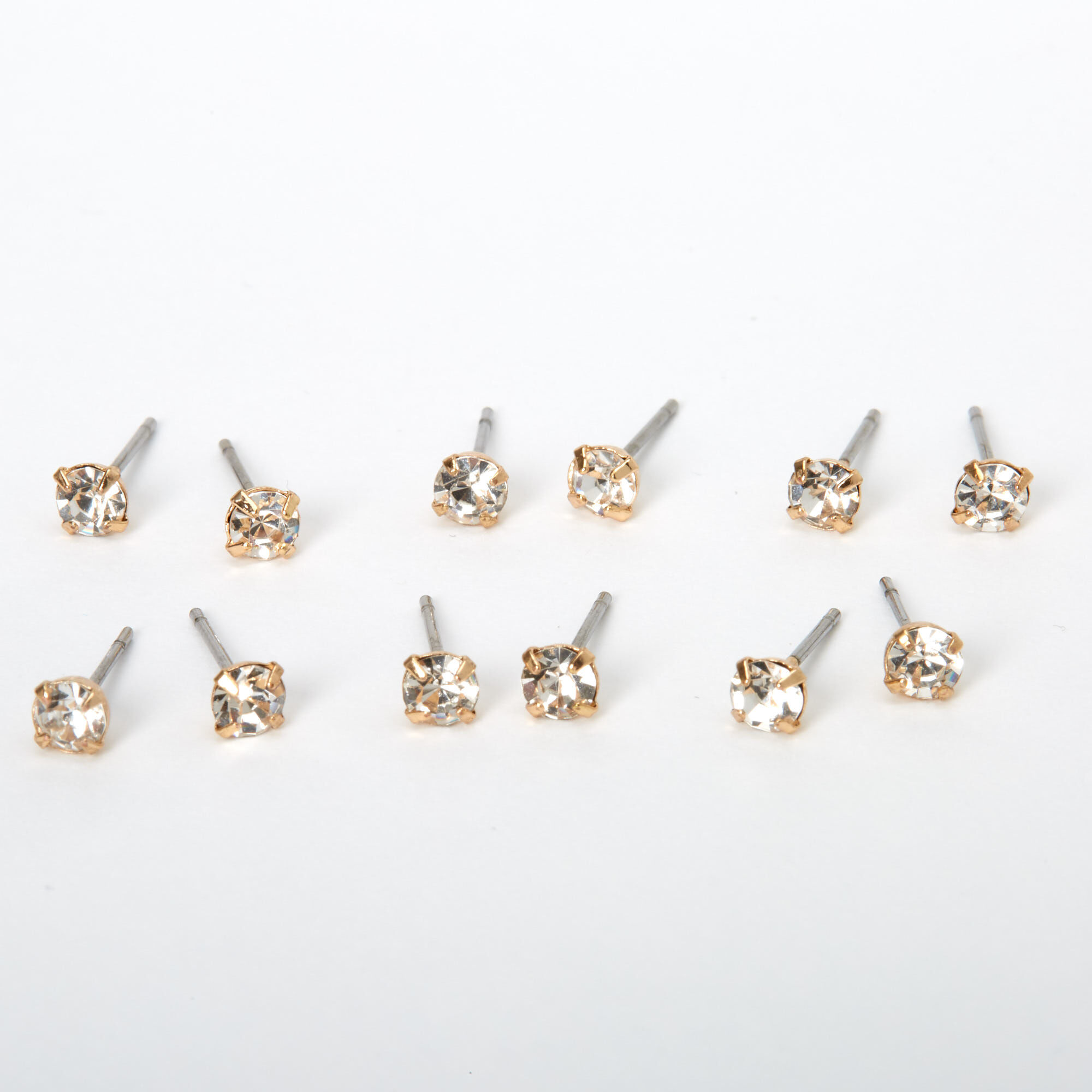 Claire's Girls Womens Gold Space Motif Stud Earrings Set, No Gemstone,  12-Pack, 38881 - Walmart.com