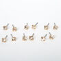 Gold 4MM Crystal Stud Earrings - 6 Pack,