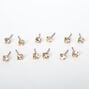 Gold 4MM Crystal Stud Earrings - 6 Pack,