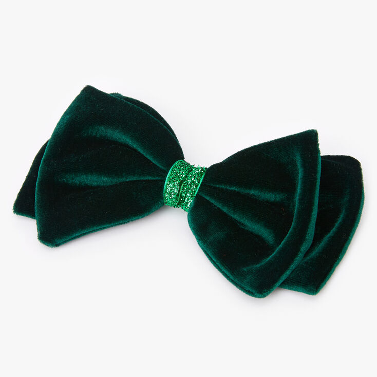 Velvet Bow Hair Clip - Emerald,