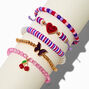 Cherry Polymer Clay Seed Bead Bracelet Set - 5 Pack,