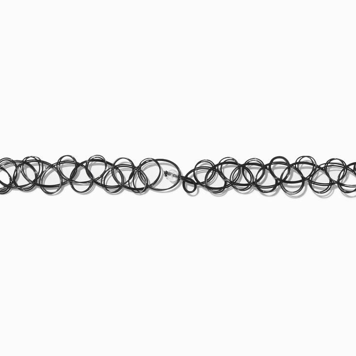 Mood Initial Multi-Strand Black Tattoo Choker Necklace - A,