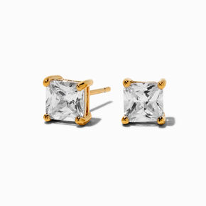 C LUXE by Claire&#39;s 18kt Gold Plated Cubic Zirconia 6mm Square Stud Earrings,
