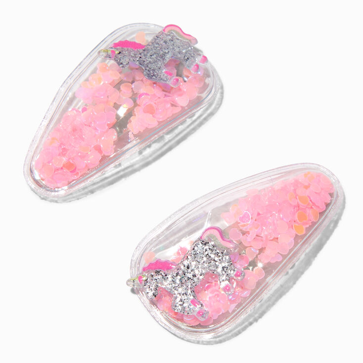 Claire's Club Unicorn Shaker Snap Hair Clips - 2 Pack