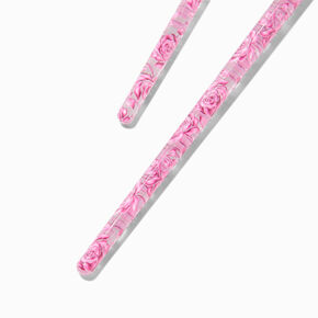Pink Rose Hair Sticks - 2 Pack,