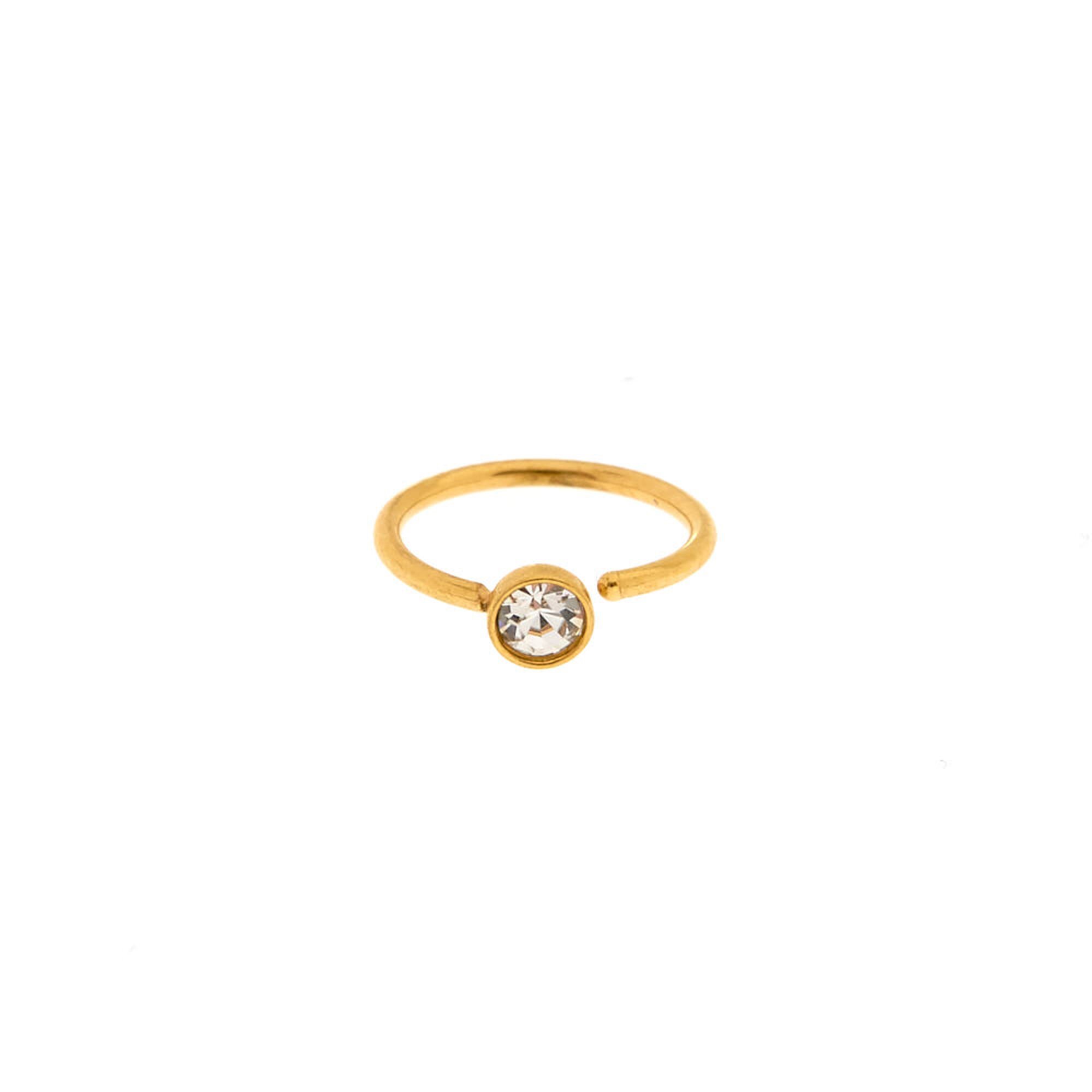 20G Gold-tone Stainless Steel Clear Crystal Nose Ring