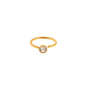 20G Gold-tone Stainless Steel Clear Crystal Nose Ring,