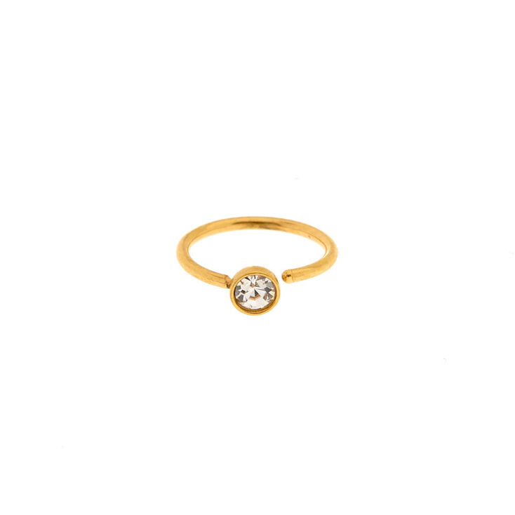 20G Gold-tone Stainless Steel Clear Crystal Nose Ring,
