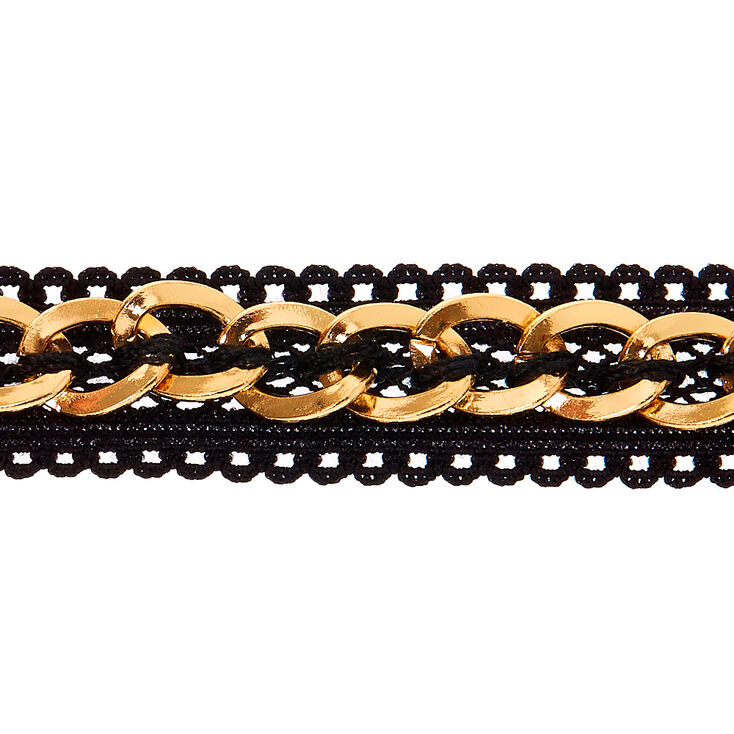 Gold Fishnet Chain Choker Necklace - Black,
