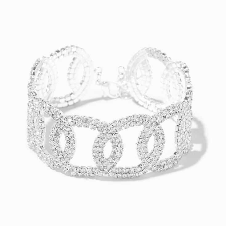 Silver Crystal Loopy Chain Bracelet,