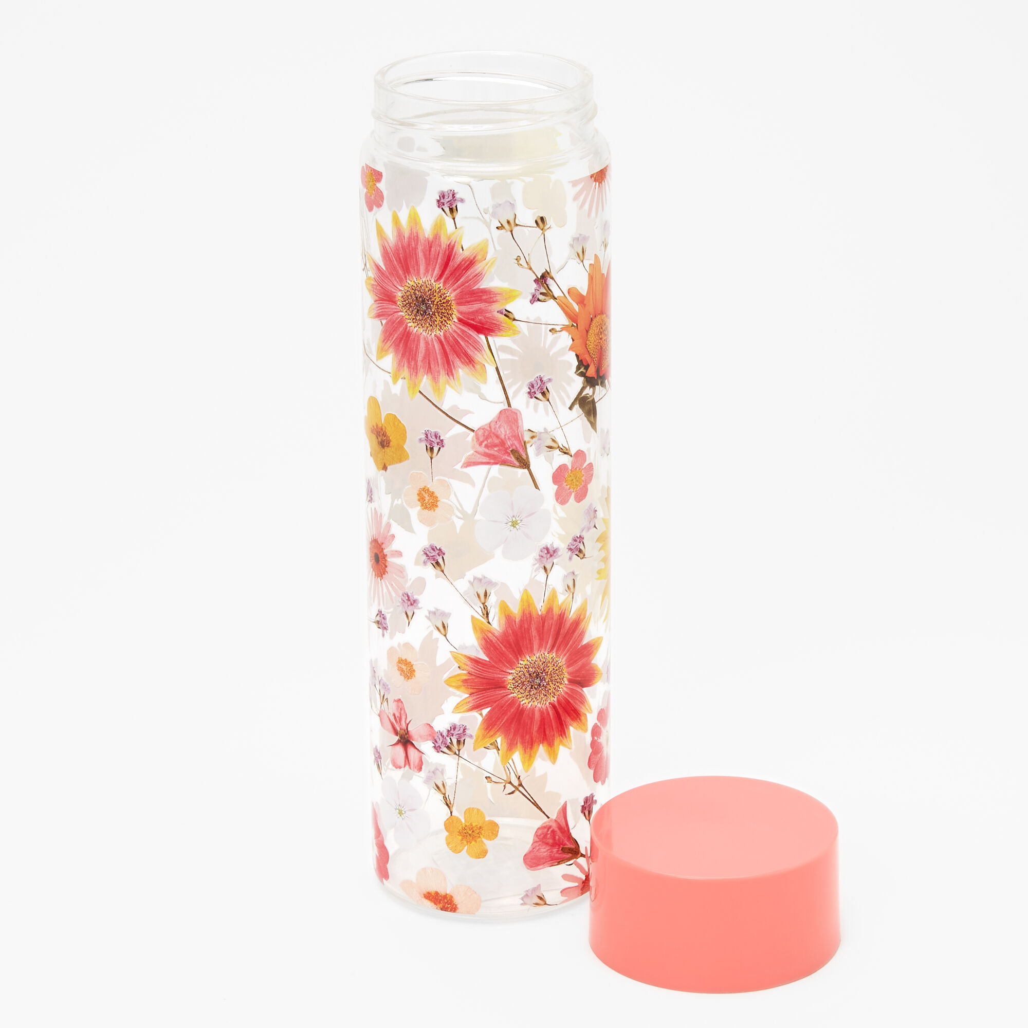 Pressed Flower Water Bottle - Coral,