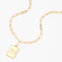Collier &agrave; pendentif zodiaque rectangulaire couleur dor&eacute;e - B&eacute;lier,