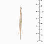 Gold Cubic Zirconia Stud 4&quot; Chain Linear Drop Earrings,