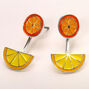 Boucles d&rsquo;oreilles devant-derri&egrave;re citron et orange,