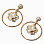 Pearl &amp; Gold-tone Flower 2&quot; Drop Earrings,