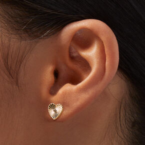 Gold-tone Radiating Heart Stud Earrings,