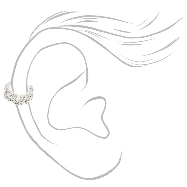 Silver Crystal Twisted Ear Cuffs - 3 Pack,
