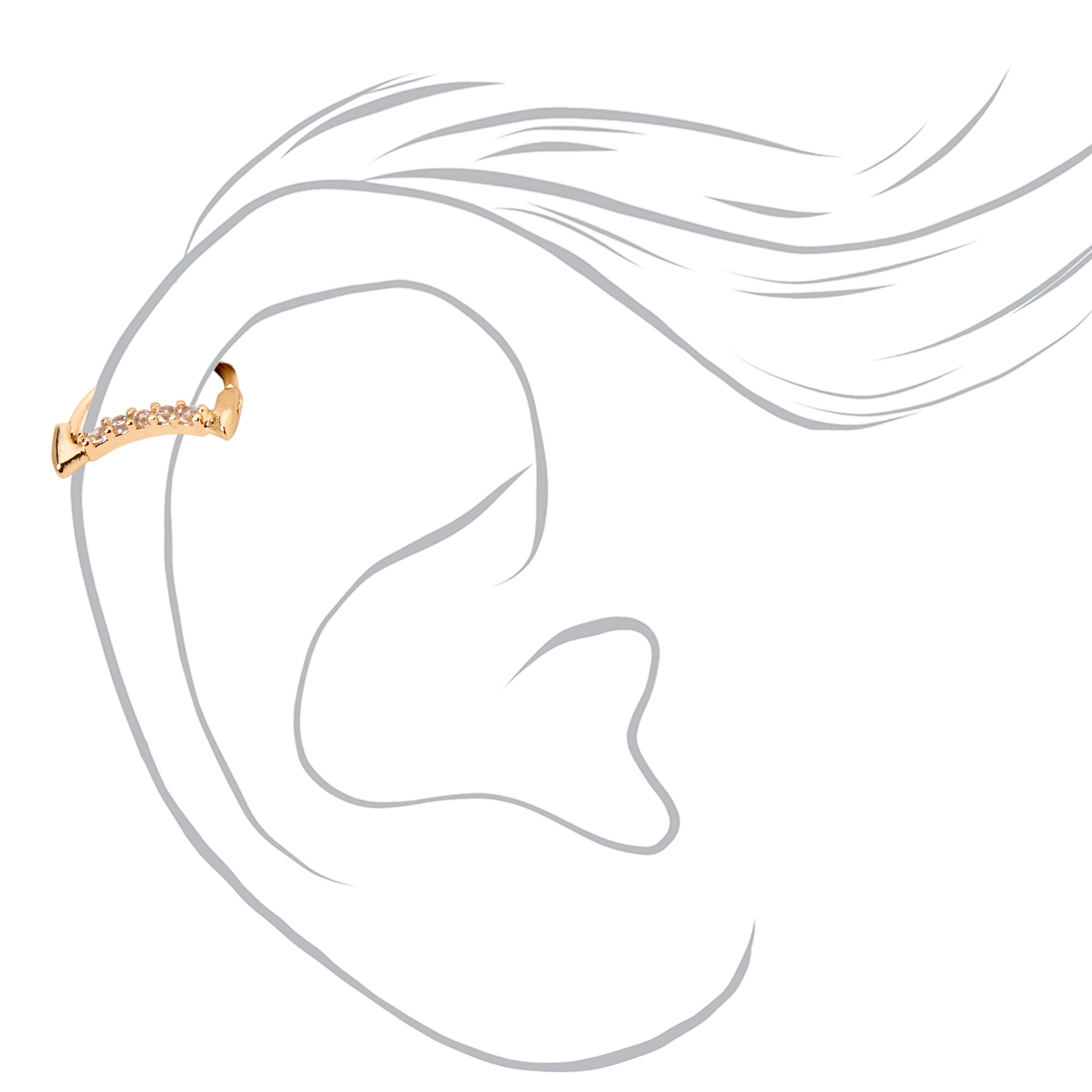 Gold 20G Embellished Half Moon Cartilage Clicker Earring,