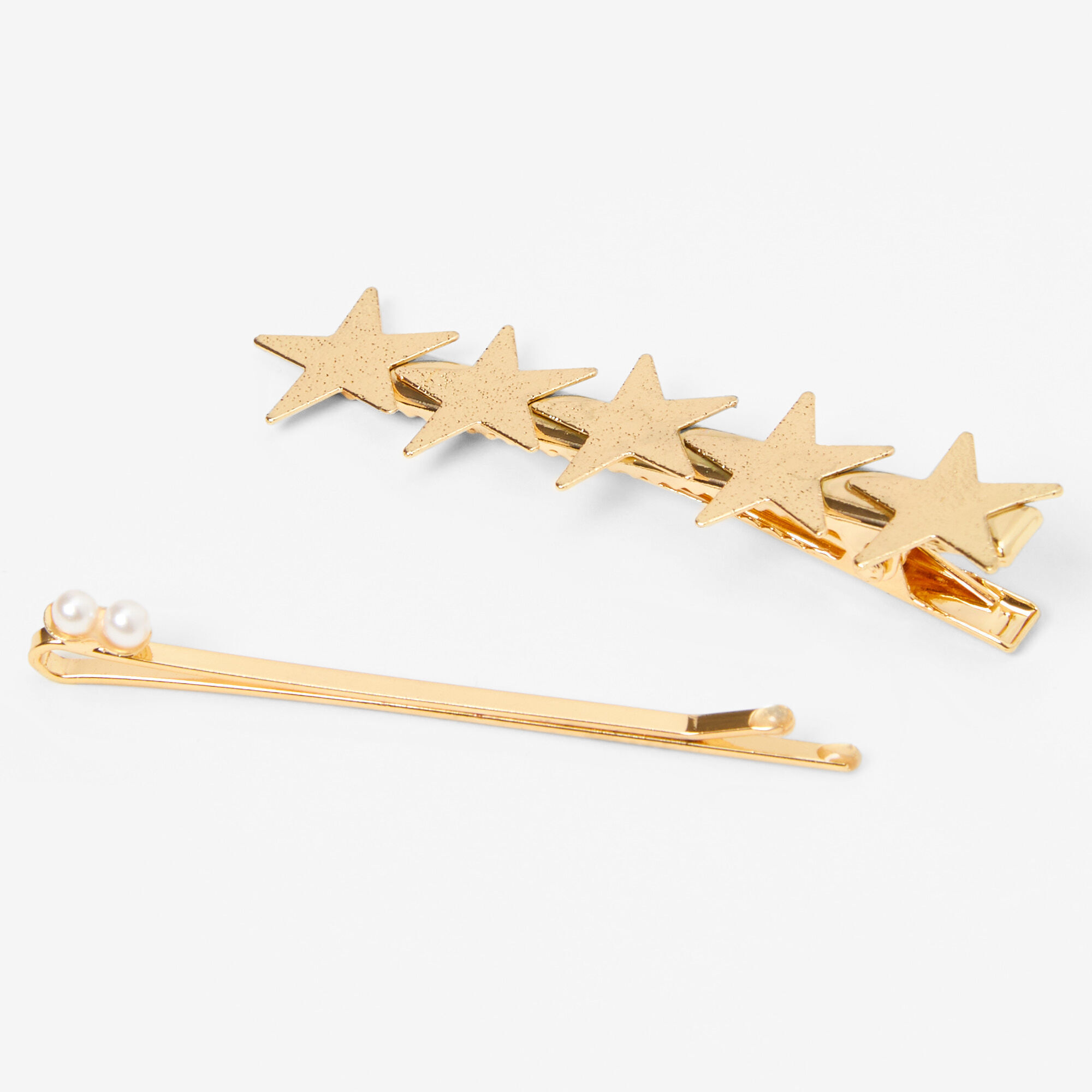 Barrette et épingle à cheveux perles d’imitation étoile couleur dorée - Lot de 2,