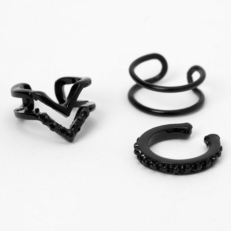 Claire's Manchettes d’oreilles texturées noires - Lot de 3
