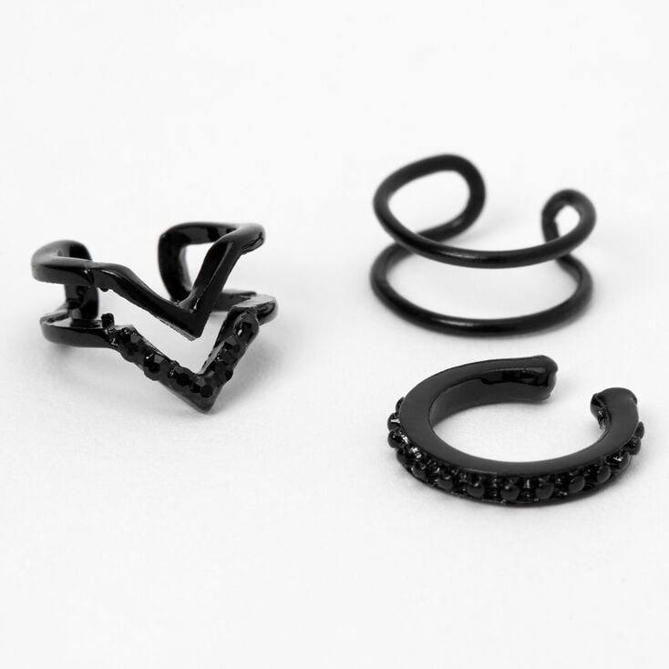 Claire's Manchettes d’oreilles texturées noires - Lot de 3