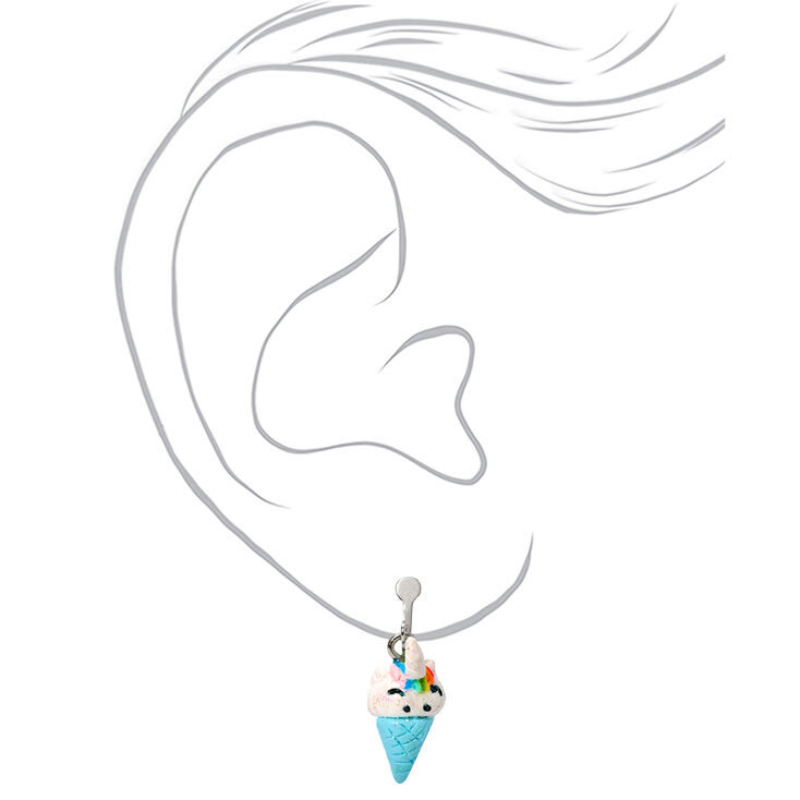 Silver Glitter Popsicle Ice Cream Clip-On Earrings - 3 Pack,