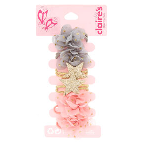 Claire&#39;s Club Chiffon Flower &amp; Star Hair Bobbles - 6 Pack,