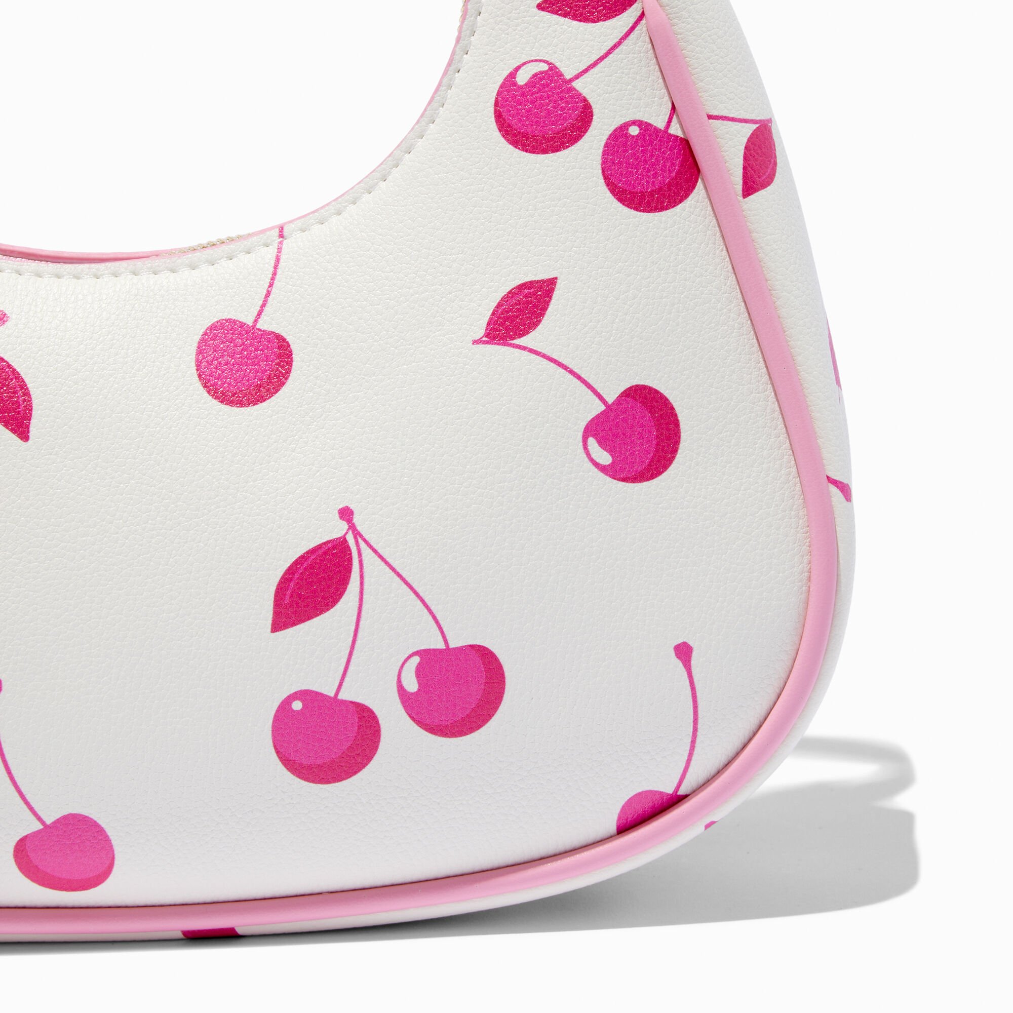 Pink Cherry White Shoulder Bag,
