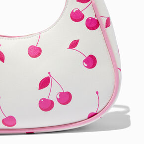Pink Cherry White Shoulder Bag,