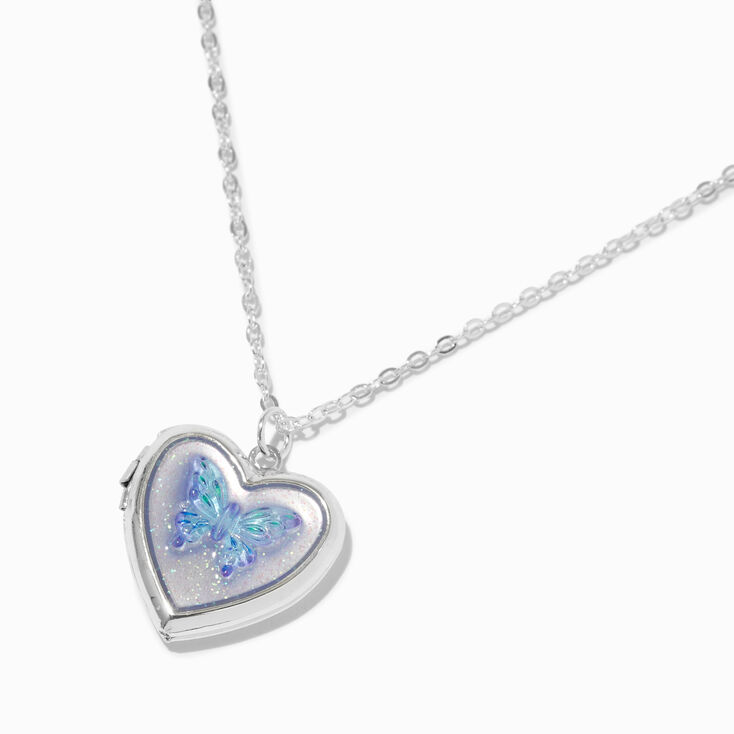 Purple Butterfly Locket Pendant Necklace,