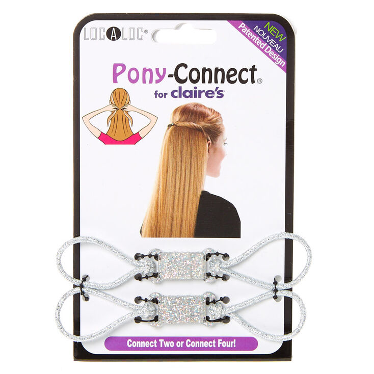 Claire's Accessoires pour queue de cheval Pony Connect LocALoc® - Couleur argentée, lot de 2