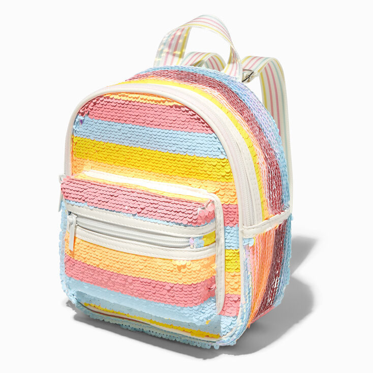 Claire&#39;s Club Sequin Striped Mini Backpack,