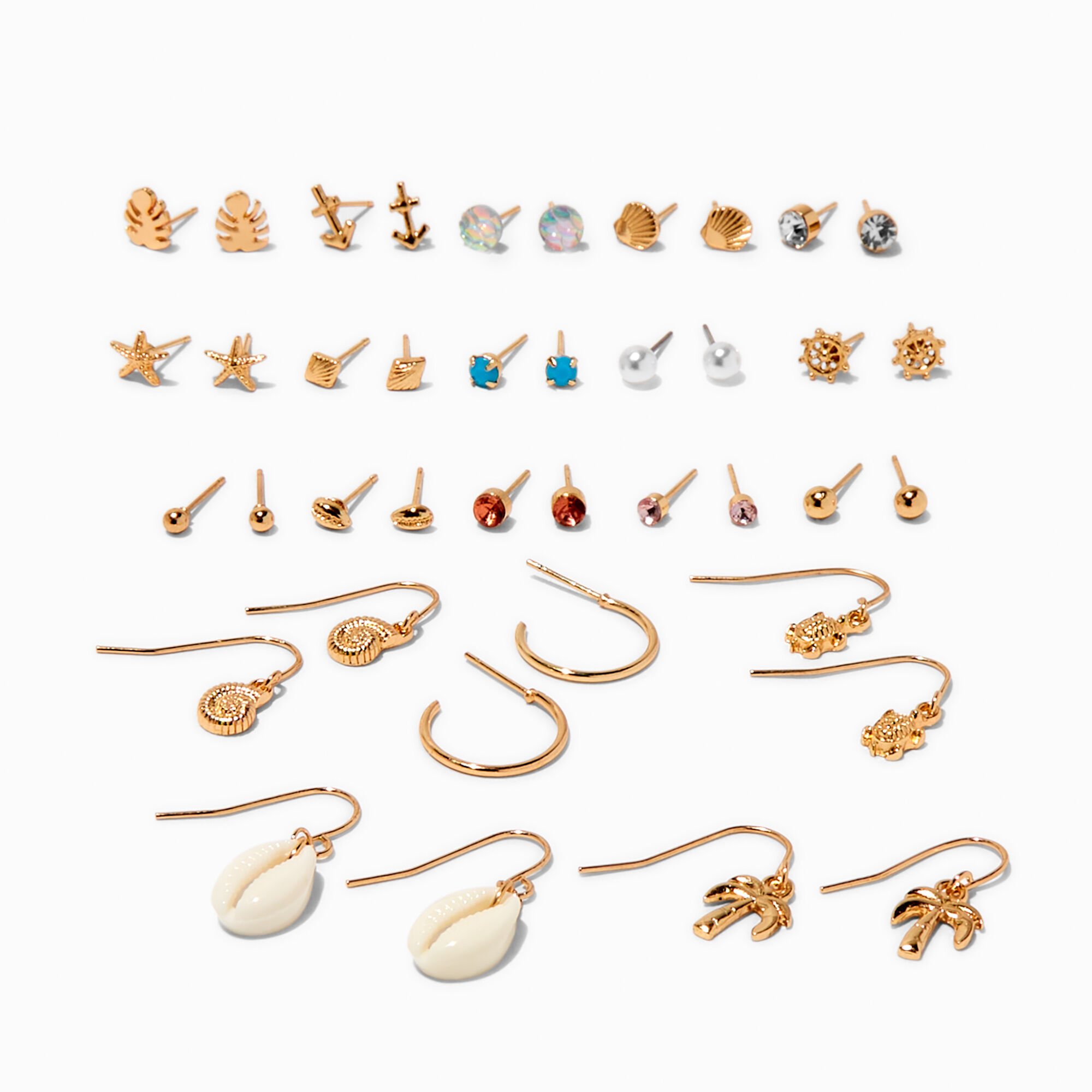 View Claires Tone Coastal Earring Set 20 Pack Gold information