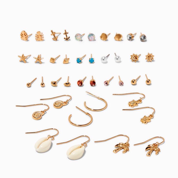 Gold-tone Coastal Earring Set - 20 Pack,