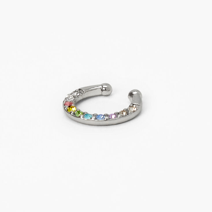 Rainbow Crystal Faux Septum Nose Ring,