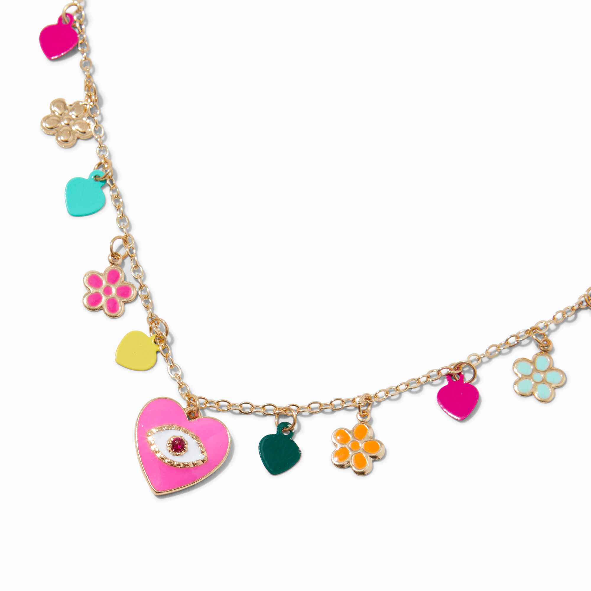 View Claires Club Enamel Charms Tone Necklace Gold information