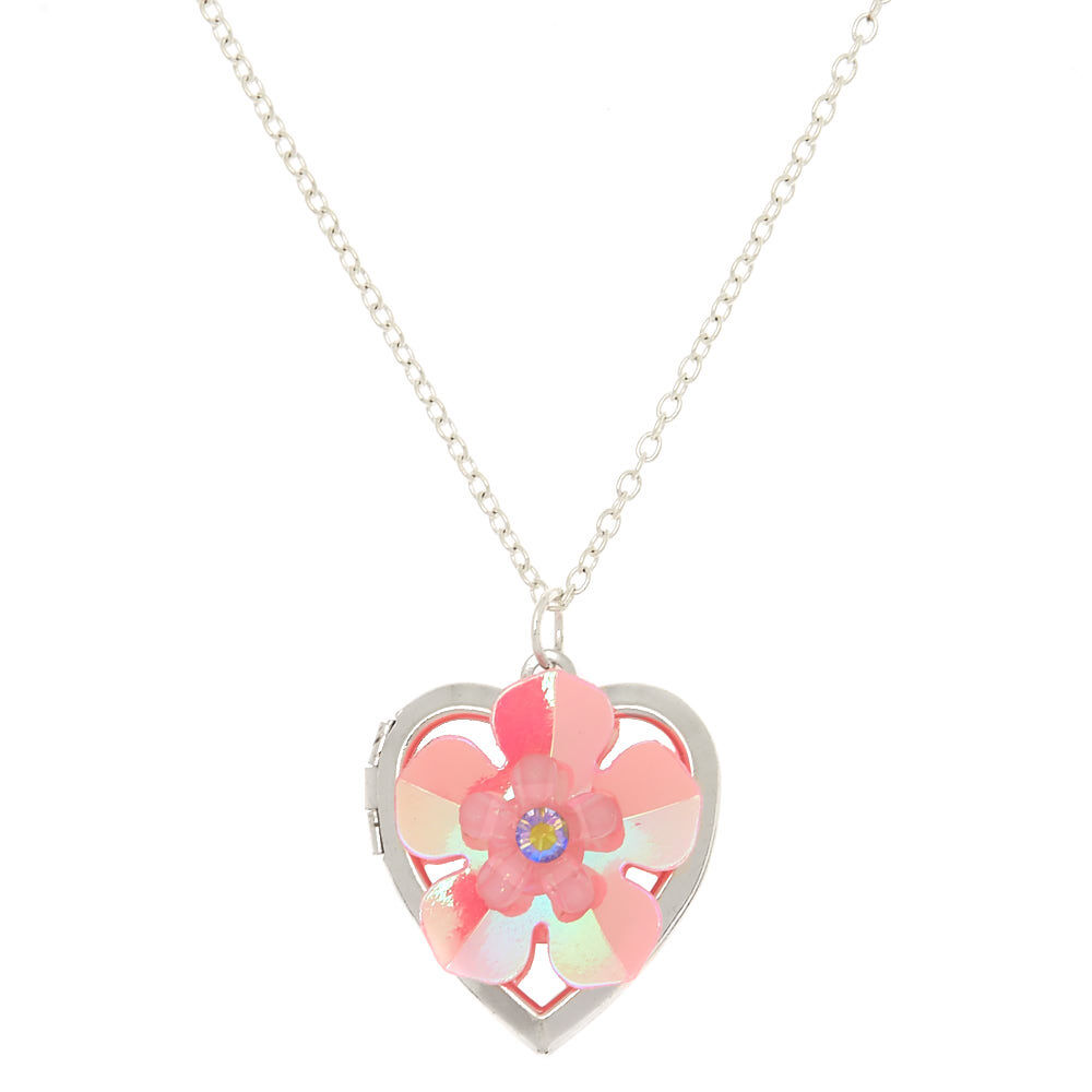 Claire's Club Flower Locket Necklace,