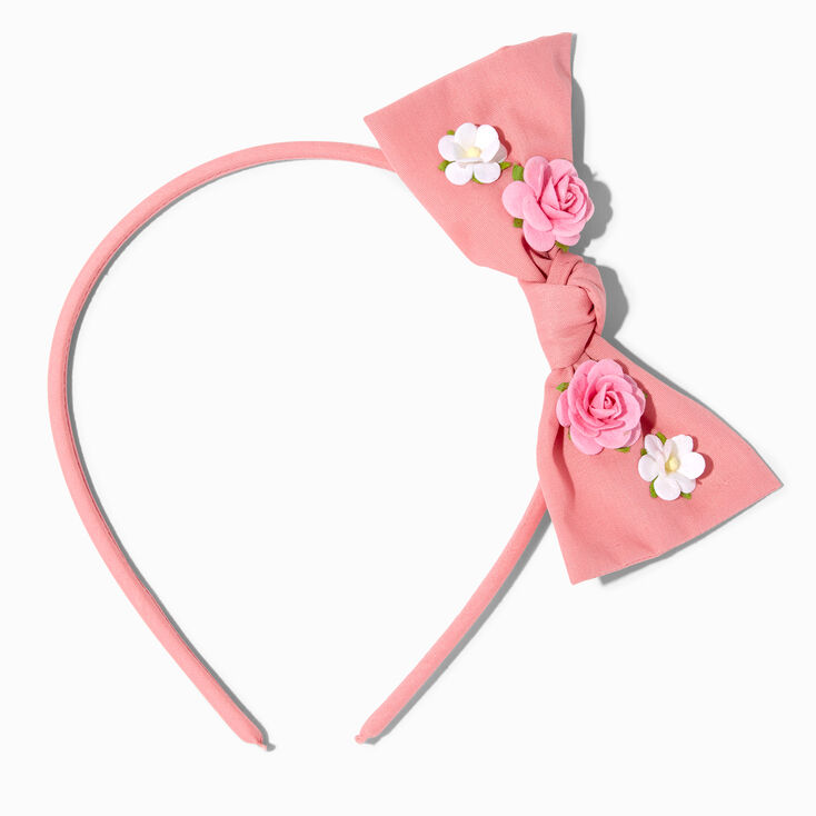 Claire&#39;s Club Dainty Flower Pink Bow Headband,