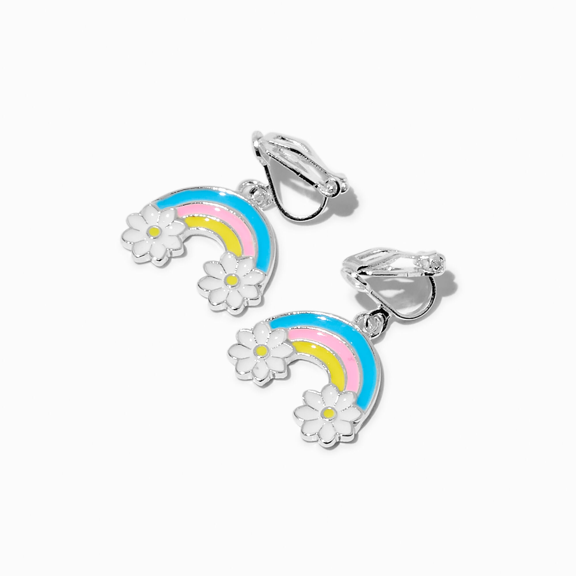 View Claires Daisy Rainbow 1 ClipOn Drop Earrings White information