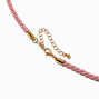 Collier &agrave; pendentif corde rose perle d&#39;imitation festonn&eacute; couleur dor&eacute;e,