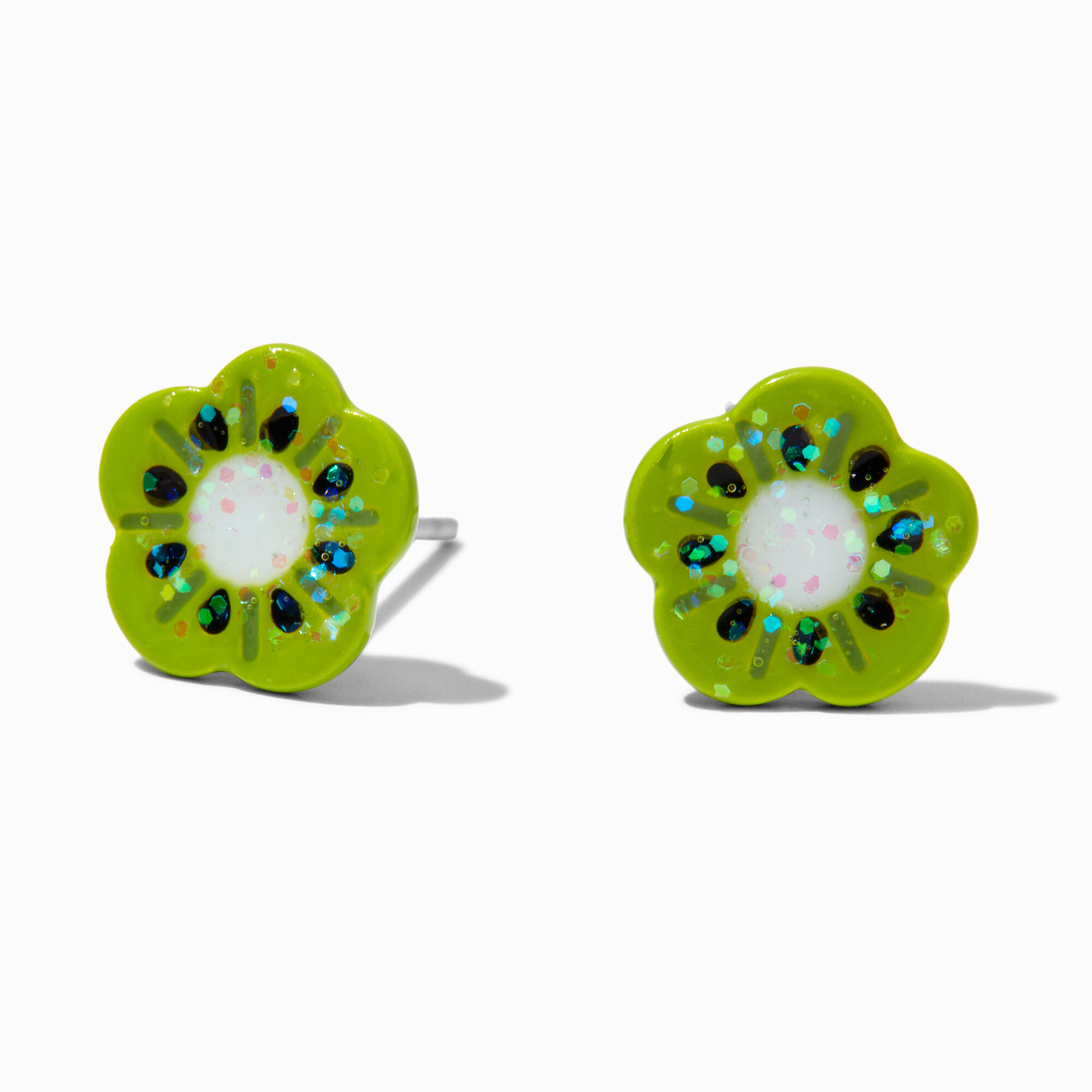 Claire s Acrylic Kiwi Flower Stud Earrings The Shops at Willow Bend