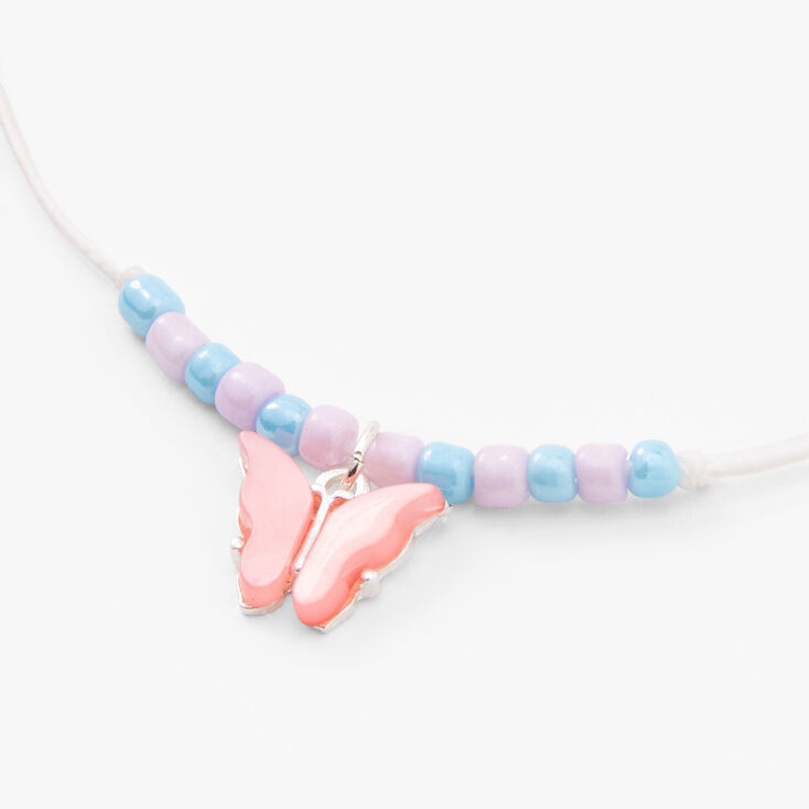 Pink Butterfly Beaded Cord Anklet,