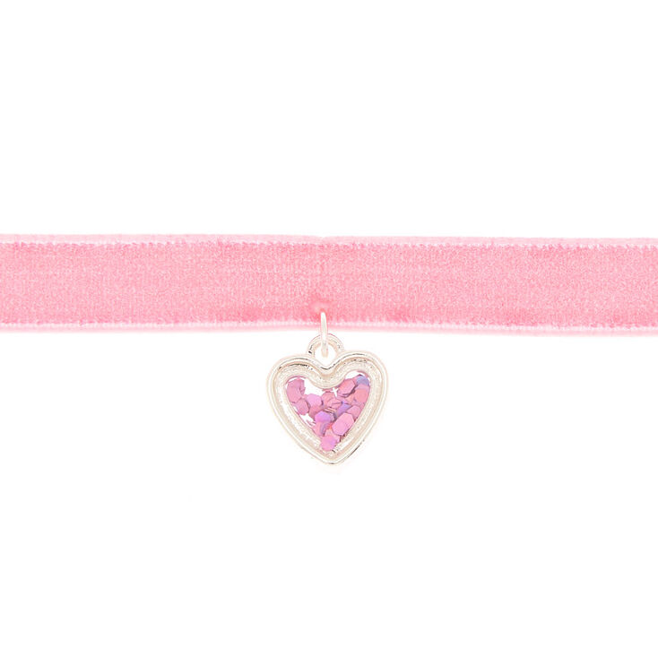 Claire&#39;s Club Shakey Heart Choker Necklace - Pink,