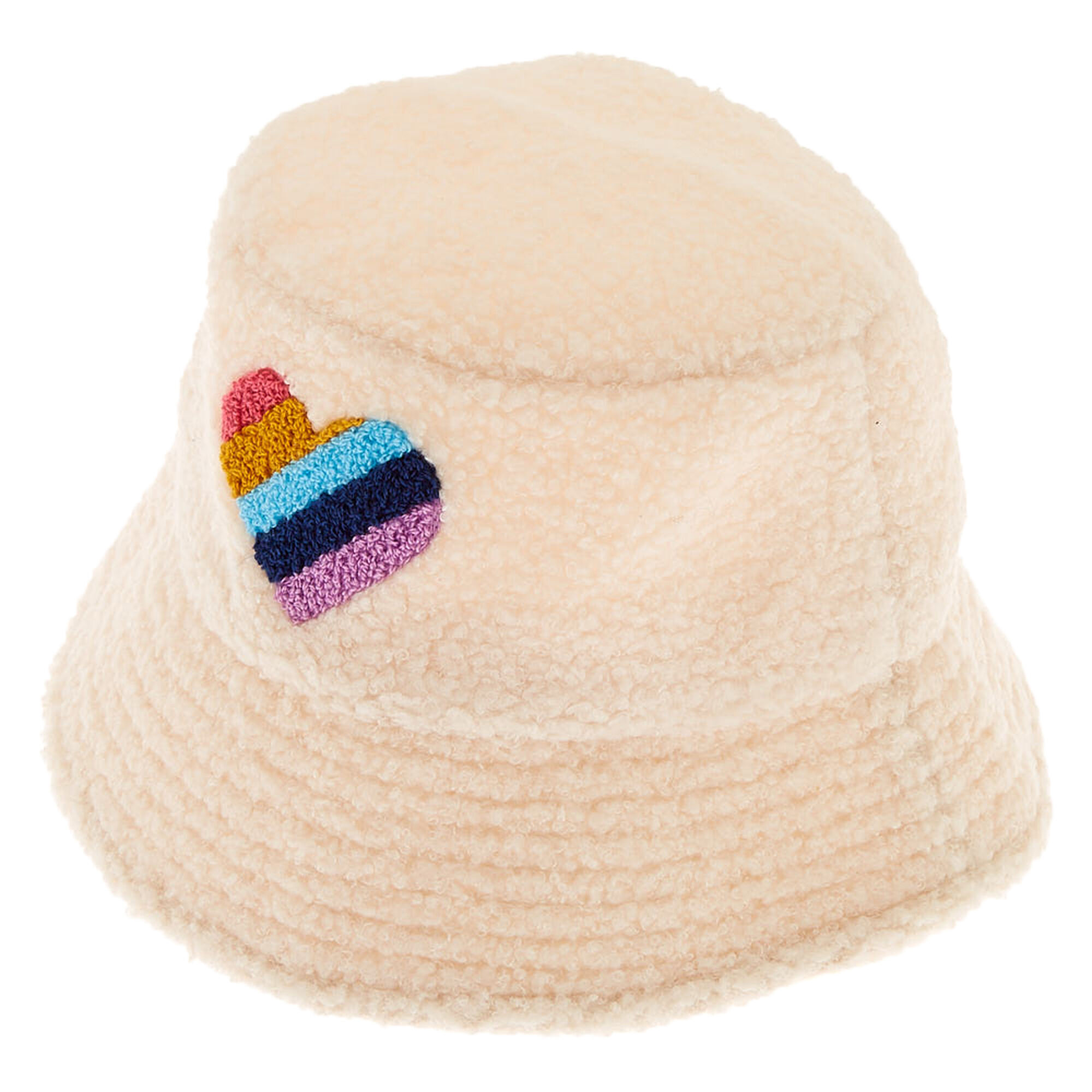 Sherpa Rainbow Heart Bucket Hat Cream Claire S
