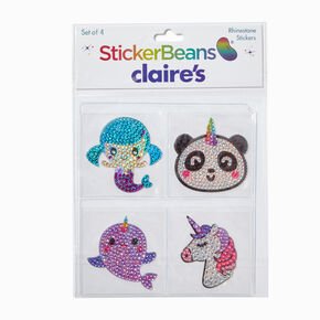 StickerBeans&reg; x Claire&#39;s Mermaid Panda Rhinestone Sticker Set - 4 Pack,