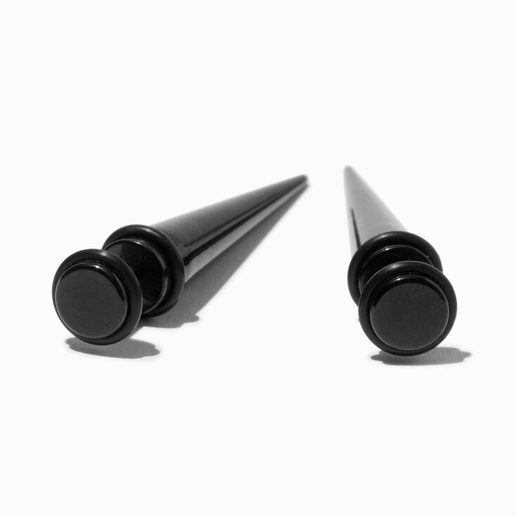 Black Stainless Steel Faux Taper Earrings,