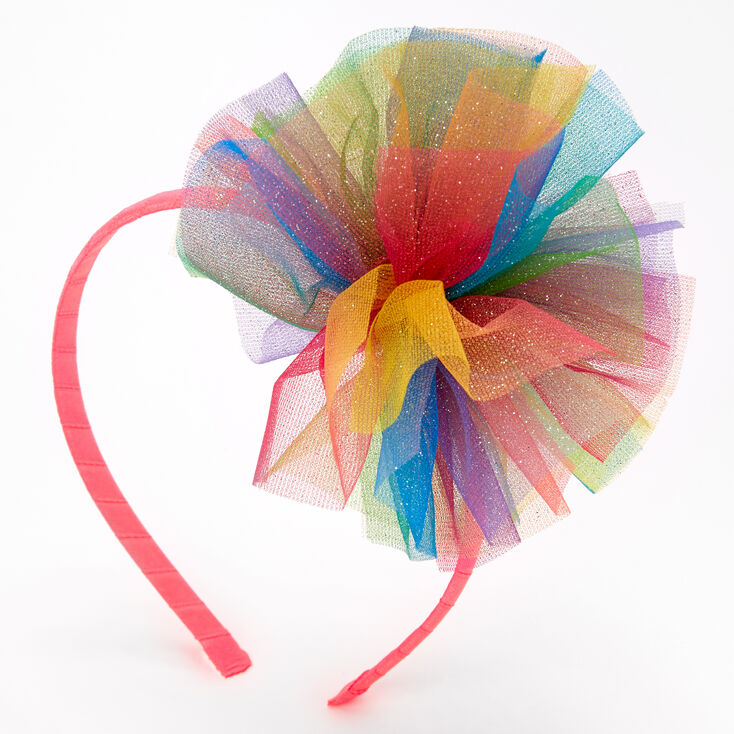 Claire's Serre-tête avec un amas de tulle arc-en-ciel