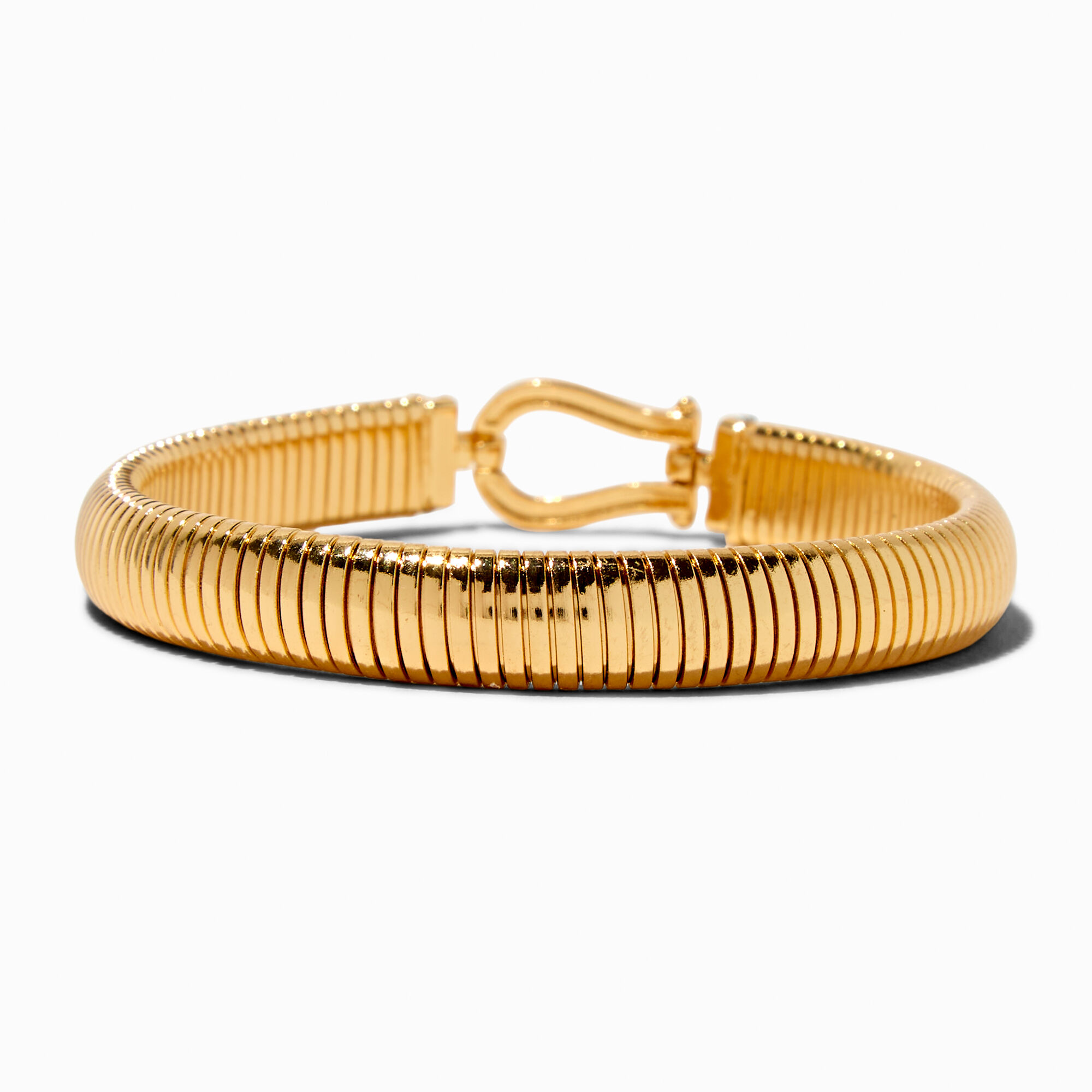 Gold-tone Crystal Horseshoe Stretch Bracelet,