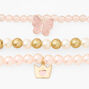Claire&#39;s Club Pink Crown and Butterfly Beaded Stretch Bracelets - 3 Pack,